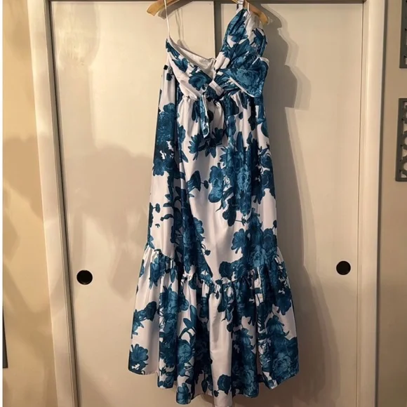 Anthropologie Teal and White Floral Maxi Dress - Picture 3 of 5